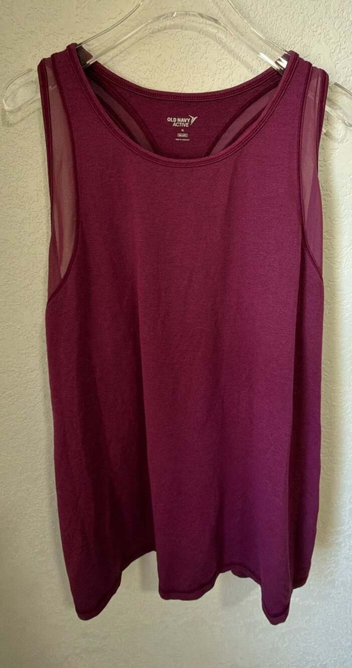 Old Navy Active Tank Top Size XL Burgundy Go-Dry Athletic Sleeveless